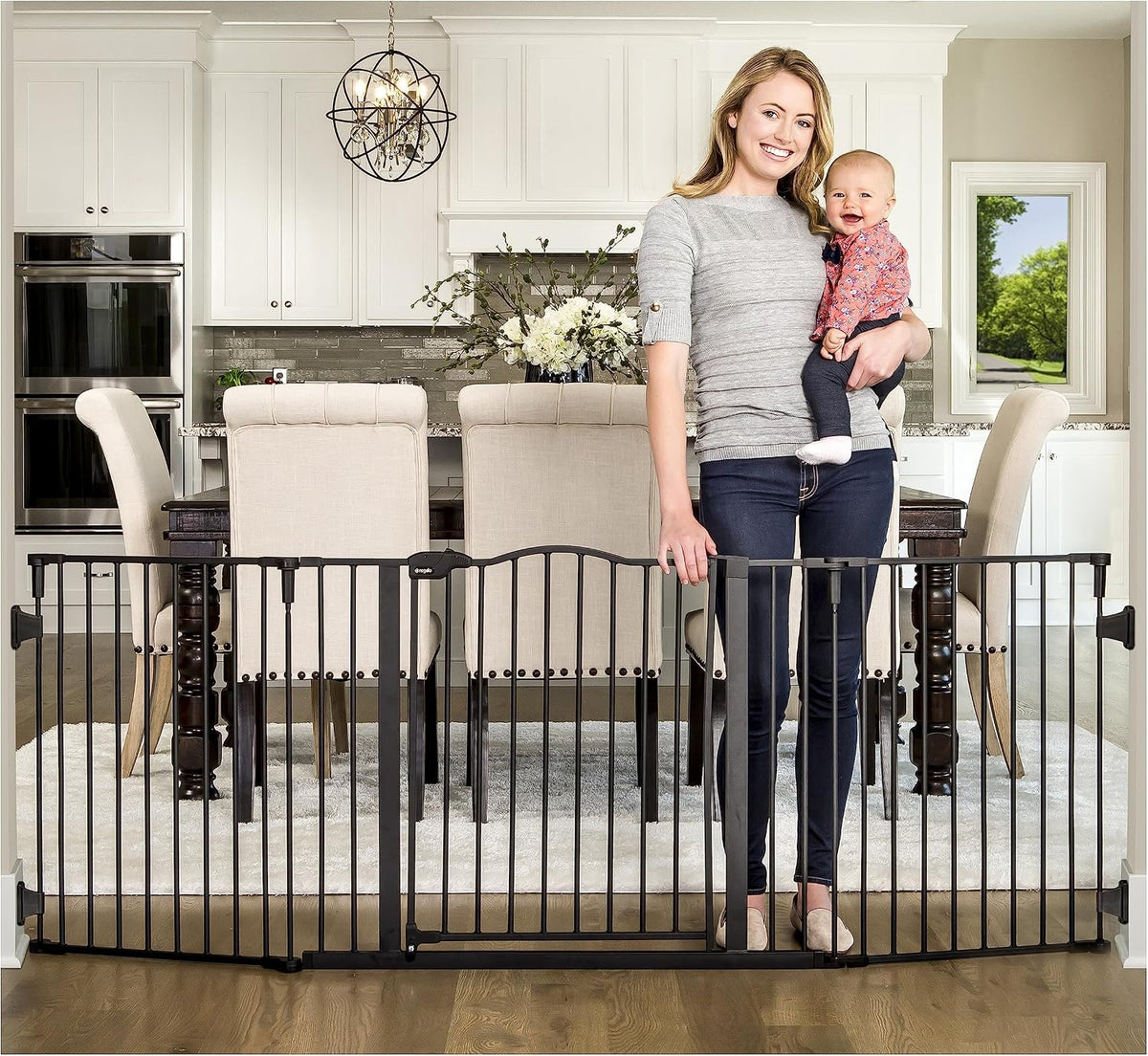 New Regalo Deluxe Widespan Safety Gate 28" Tall, 74.5" Wide (Black) - Kidsy