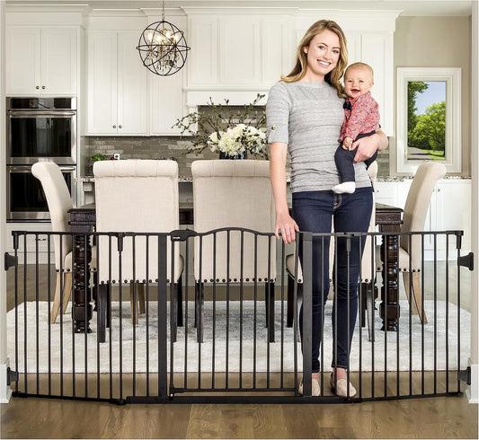 New Regalo Deluxe Widespan Safety Gate 28" Tall, 74.5" Wide (Black) - Kidsy