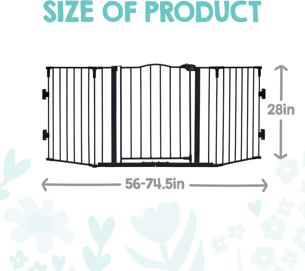 New Regalo Deluxe Widespan Safety Gate 28" Tall, 74.5" Wide (Black) - Kidsy