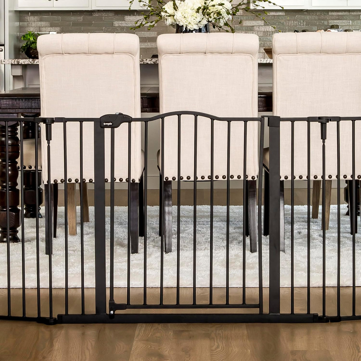 New Regalo Deluxe Widespan Safety Gate 28" Tall, 74.5" Wide (Black) - Kidsy