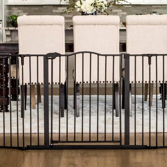 New Regalo Deluxe Widespan Safety Gate 28" Tall, 74.5" Wide (Black) - Kidsy