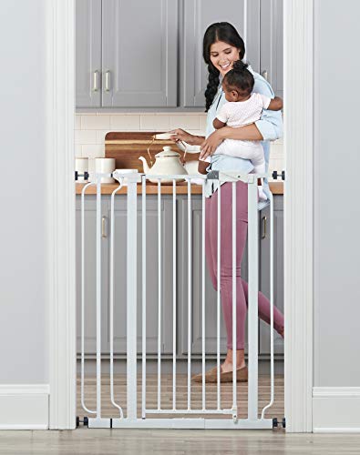 New Regalo Easy Step 36" Extra Tall Walk Thru Baby Gate (White) - Kidsy