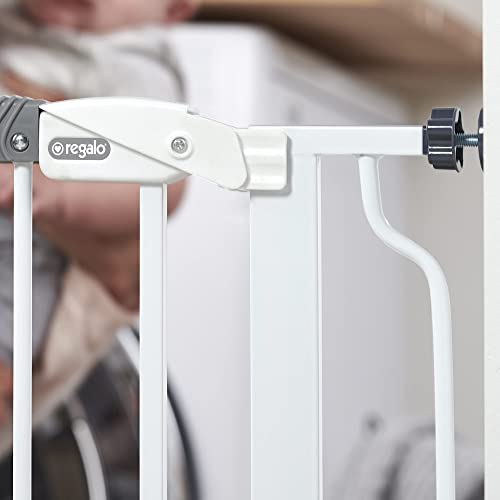 New Regalo Easy Step Baby Gate 38.5 in Extra Wide (White) - Kidsy
