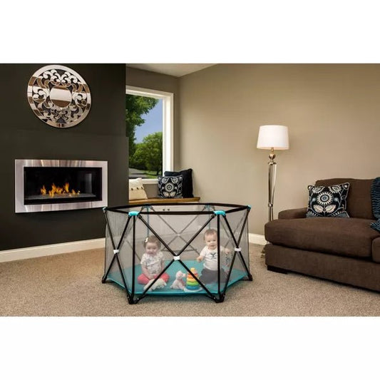 New Regalo My Portable Play Yard 6 - Panel, 48 Inch (Aqua) - Kidsy