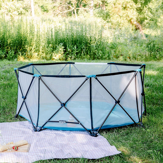 New Regalo Safety My Play Deluxe Extra Large Baby Playpen & Portable Play Yard (Aqua/Black) - Kidsy