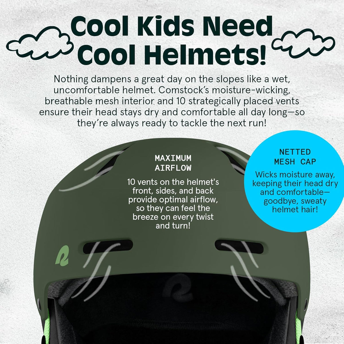 New Retrospec Comstock Youth Ski Helmet Adjustable Vented, 48–51 cm XS (Matte Forest) - Kidsy