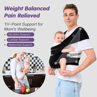 New ROBIBERS Baby Carrier Wrap 7–50 lbs (Black) - Kidsy