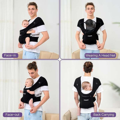 New ROBIBERS Baby Carrier Wrap 7–50 lbs (Black) - Kidsy