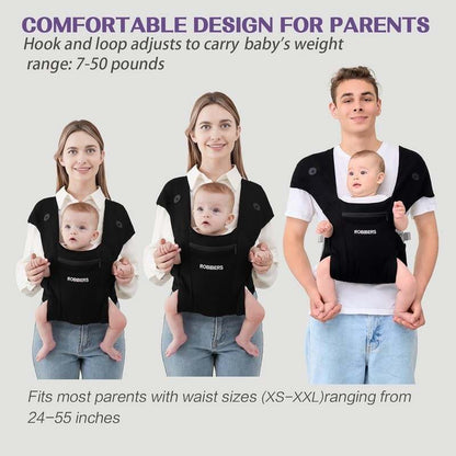 New ROBIBERS Baby Carrier Wrap 7–50 lbs (Black) - Kidsy