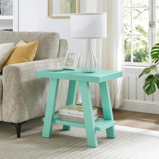 New Roundhill Furniture Athens Contemporary Wood Shelf Side Table (Teal) - Kidsy