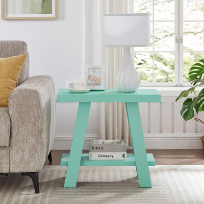 New Roundhill Furniture Athens Contemporary Wood Shelf Side Table (Teal) - Kidsy