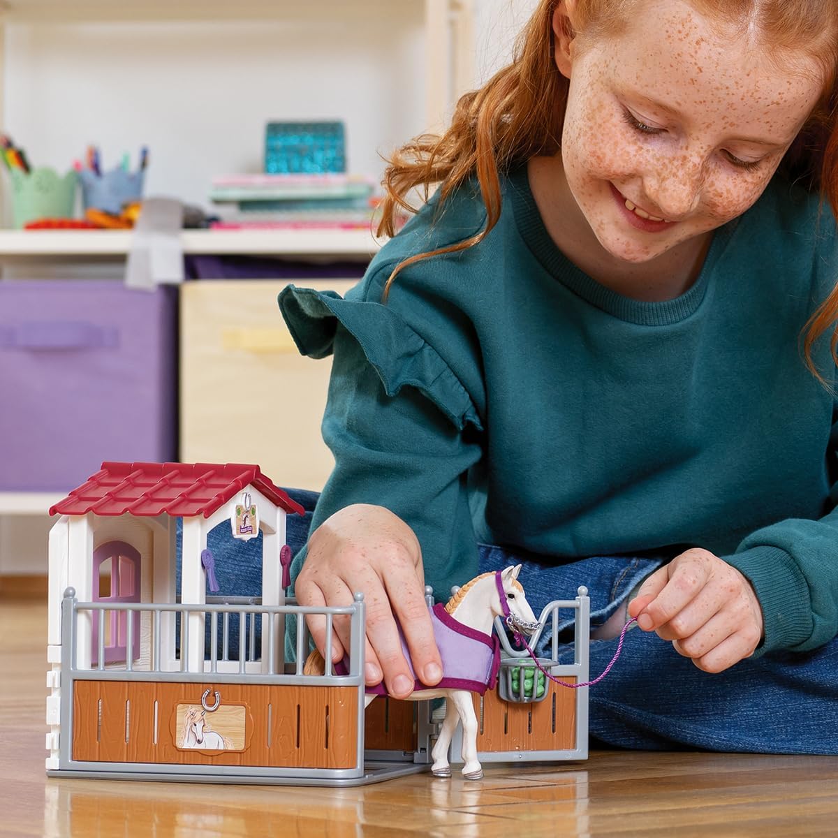 New Schleich Horse Club Horse Stall Playset with Lusitano Figure (12 Pieces) - Kidsy