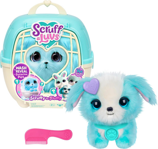 New Scruffaluvs Surprise Pet Plush with Carrier 8.7 - Inch (Blue) - Kidsy