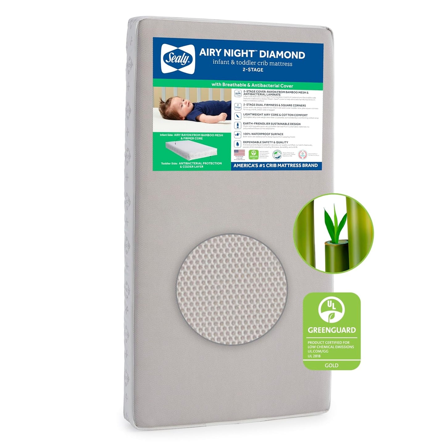 New Sealy Baby Airy Night Diamond Breathable Crib Mattress - Kidsy