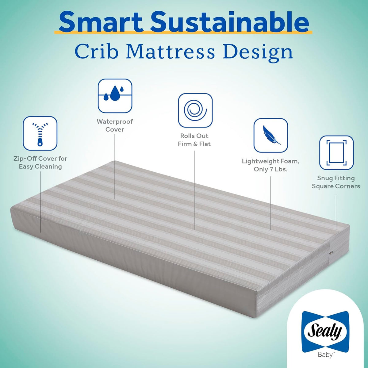 New Sealy Baby Infant & Toddler Butterfly Crib Mattress (White Stripe) - Kidsy