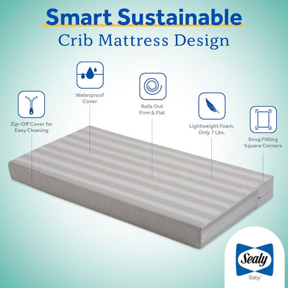 New Sealy Baby Infant & Toddler Butterfly Crib Mattress (White Stripe) - Kidsy