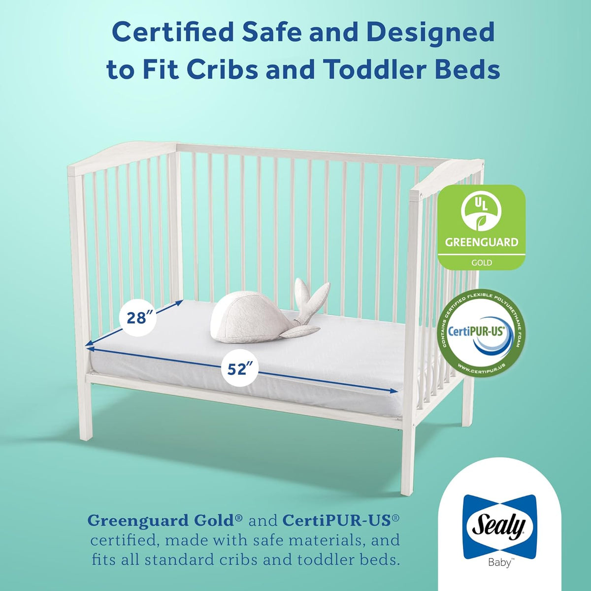 New Sealy Baby Infant & Toddler Butterfly Crib Mattress (White Stripe) - Kidsy