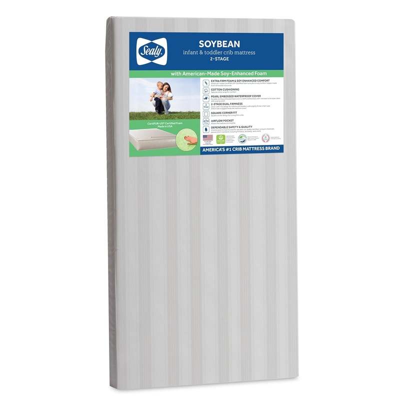 New Sealy Baby Soybean 2 Stage Crib Mattress plus Toddler Bed Fit (52X28")