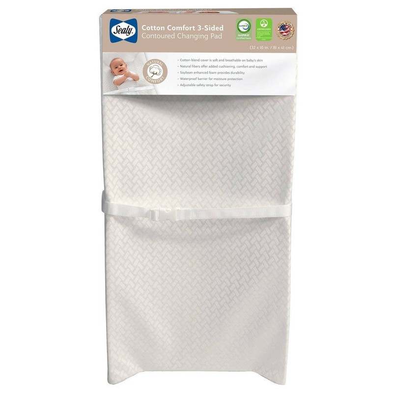 New Sealy Cotton Comfort 3 - Sided Contoured Changing Pad - Kidsy