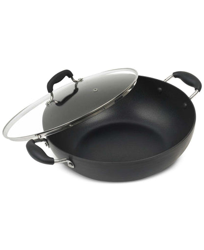 New Sedona Kitchen 12.5" Hard - Anodized Nonstick Wok with Lid (Black) - Kidsy