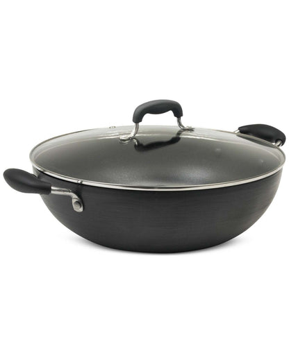 New Sedona Kitchen 12.5" Hard - Anodized Nonstick Wok with Lid (Black) - Kidsy