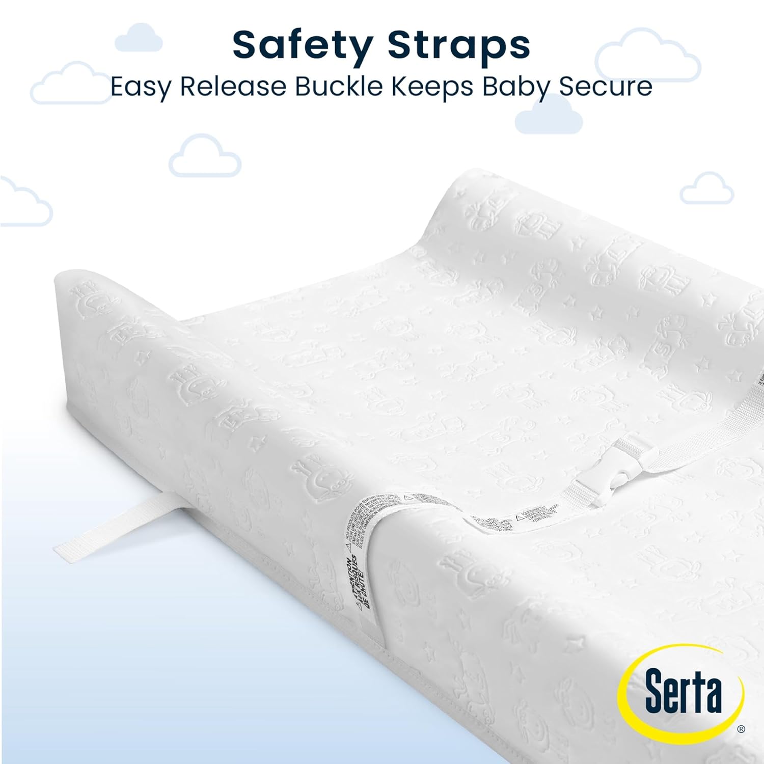 New Serta Foam Contoured Changing Pad with Waterproof Cover (White) - Kidsy