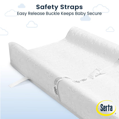 New Serta Foam Contoured Changing Pad with Waterproof Cover (White) - Kidsy