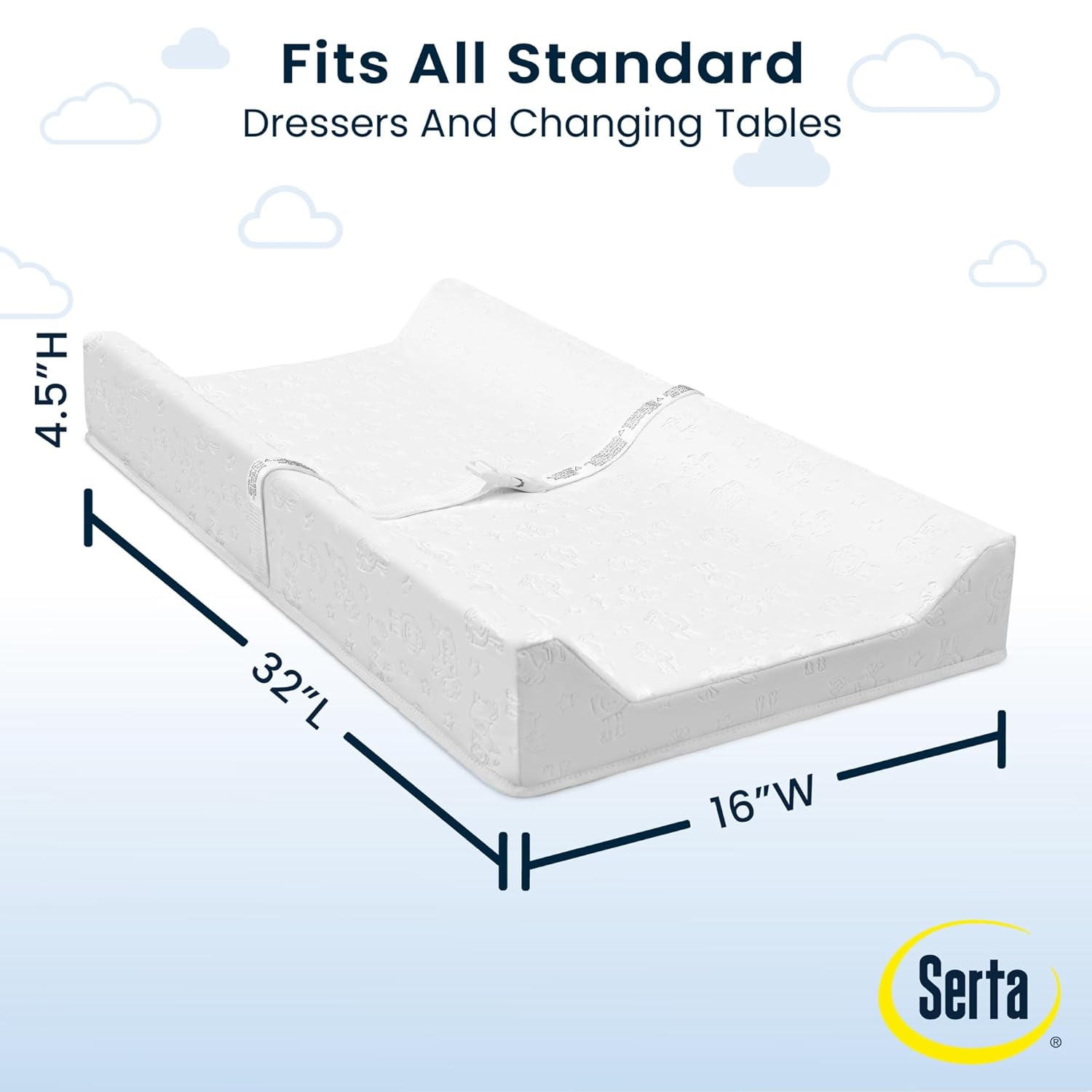 New Serta Foam Contoured Changing Pad with Waterproof Cover (White) - Kidsy