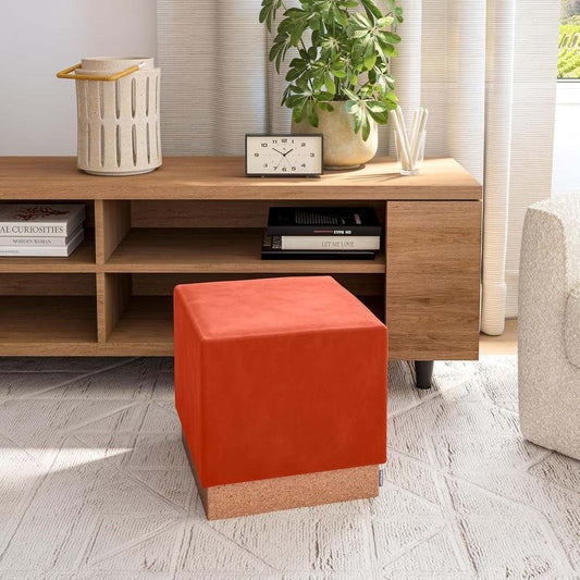 New Seville Classics Cushioned Storage Ottoman 15" (Cork/Burnt Sienna) - Kidsy