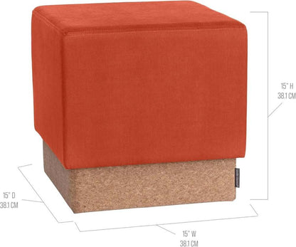 New Seville Classics Cushioned Storage Ottoman 15" (Cork/Burnt Sienna) - Kidsy