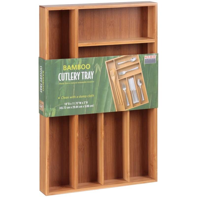 New Seville Classics Large Bamboo Organizer Tray (11.75" x 18" x 2") - Kidsy