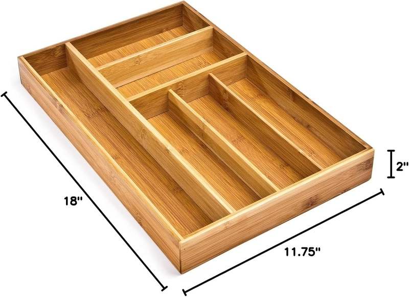 New Seville Classics Large Bamboo Organizer Tray (11.75" x 18" x 2") - Kidsy
