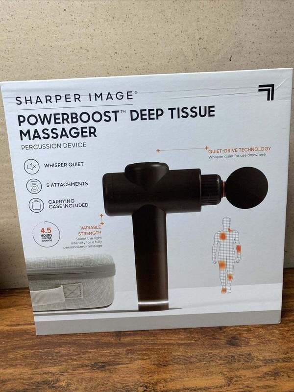 New Sharper Image Powerboost Deep Tissue Percussion Massager (Black) - Kidsy