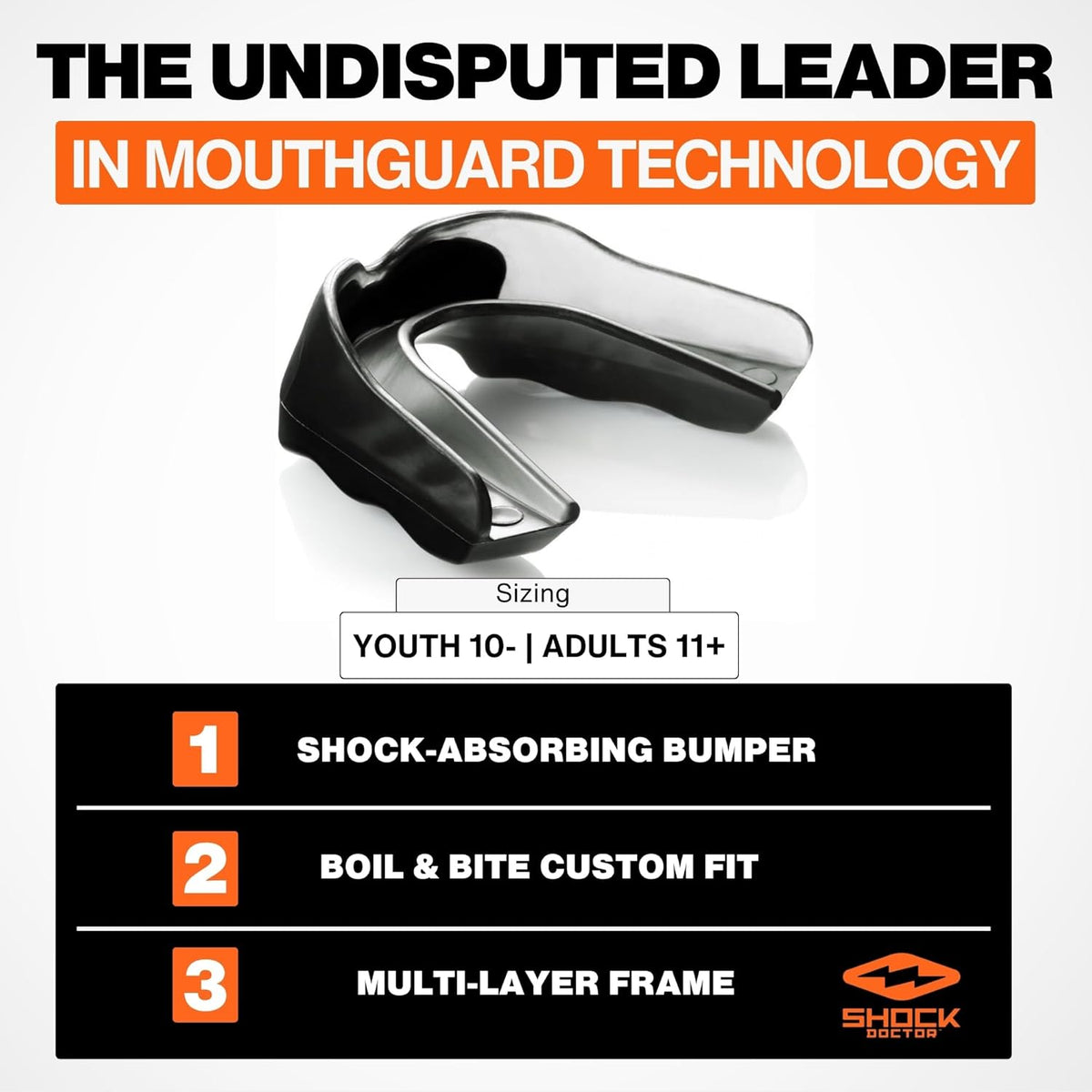 New Shock Doctor Custom Fit Mouth Guard Adult Strapless - Kidsy