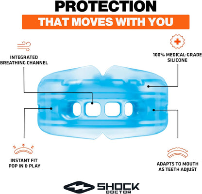 New Shock Doctor Double Braces Strapless Mouth Guard - Adult (Blue) - Kidsy