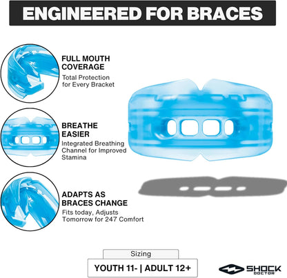 New Shock Doctor Double Braces Strapless Mouth Guard - Adult (Blue) - Kidsy
