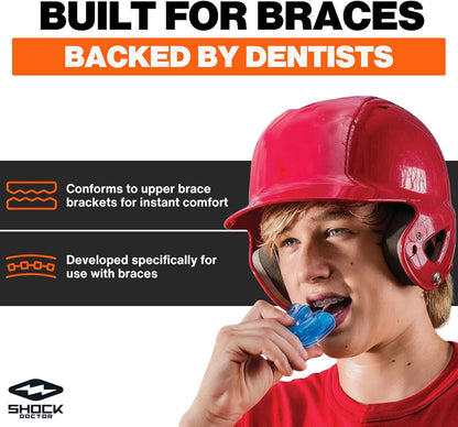 New Shock Doctor Double Braces Strapless Mouth Guard - Adult (Blue) - Kidsy