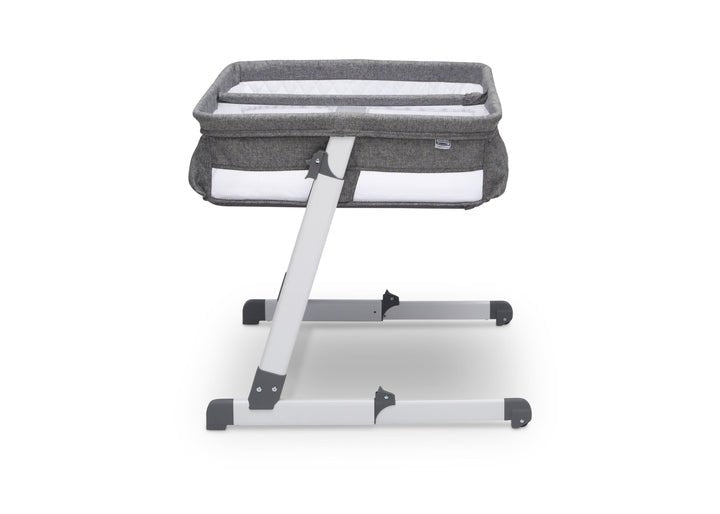New Simmons Kids Twin Bassinet – Adjustable with Wheels (Grey Tweed) - Kidsy