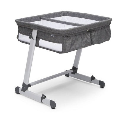 New Simmons Kids Twin Bassinet – Adjustable with Wheels (Grey Tweed) - Kidsy