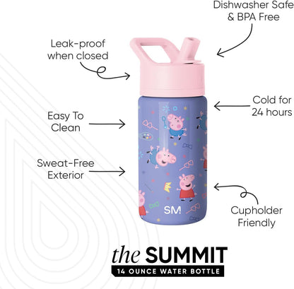 New Simple Modern Kids Summit Water Bottle 14oz (Peppa Pig Bubbles) - Kidsy