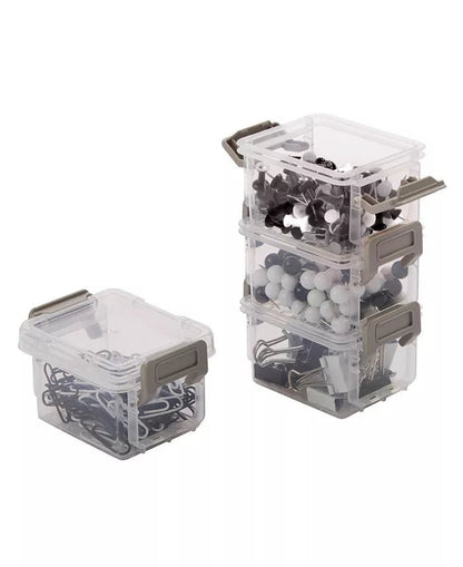 New Simplify 5 oz Stackable Storage Boxes, 4 - Pack (Clear & Grey) - Kidsy