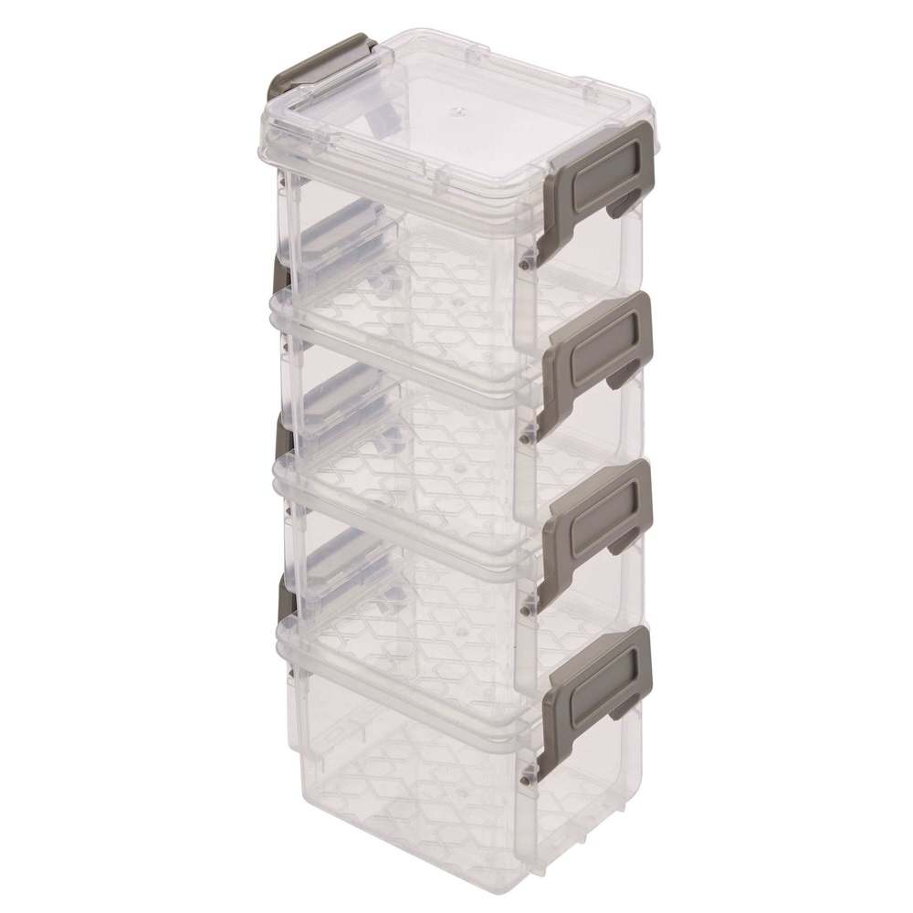 New Simplify 5 oz Stackable Storage Boxes, 4 - Pack (Clear & Grey) - Kidsy