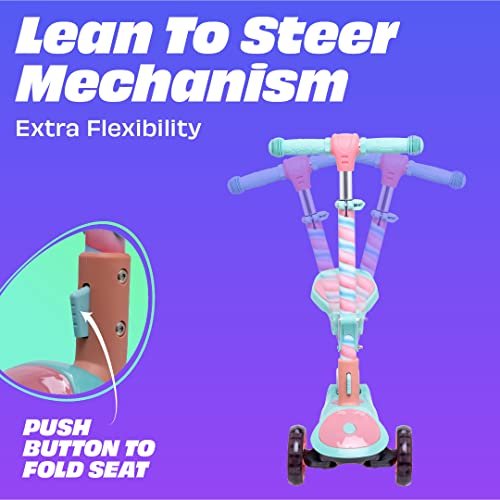 New SKIDEE Kick Scooters for Kids Ages 3 - 5, Adjustable Height Foldable Scooter with Removable Seat (Marshmallow) - Kidsy