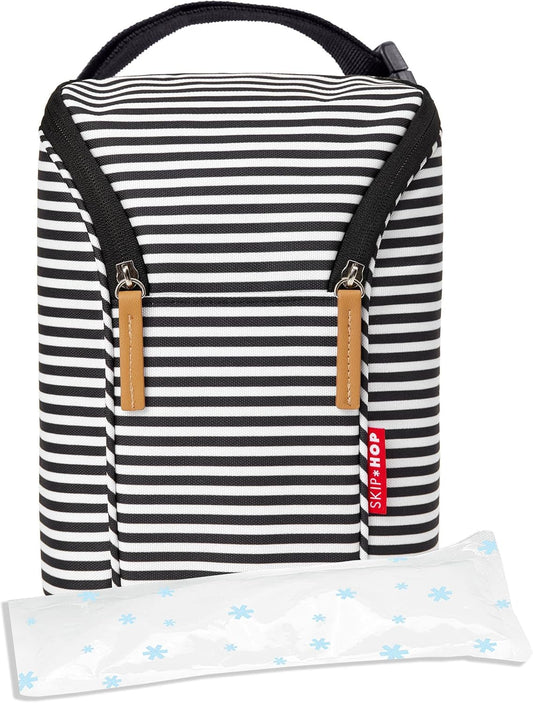 New Skip Hop Insulated Breastmilk Cooler & Double Bottle Bag (Black/White) - Kidsy