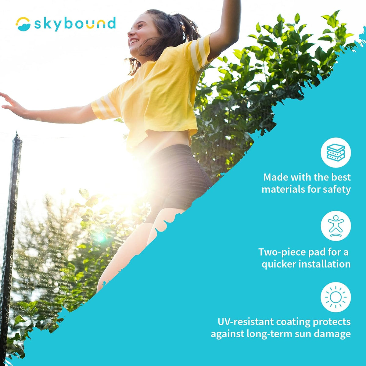 New SkyBound Universal Replacement Trampoline Safety Pad (12 ft, Quick - Install, Dark Green) - Kidsy