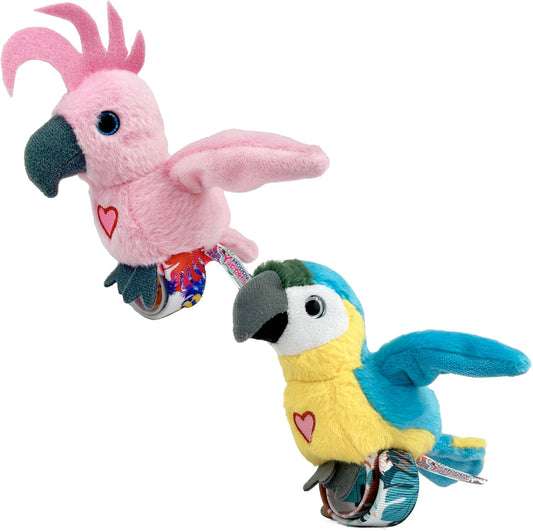 New Slap Bracelet Interactive Plush Birds 2 - Pack Cockatoo & Blue Parrot - Kidsy