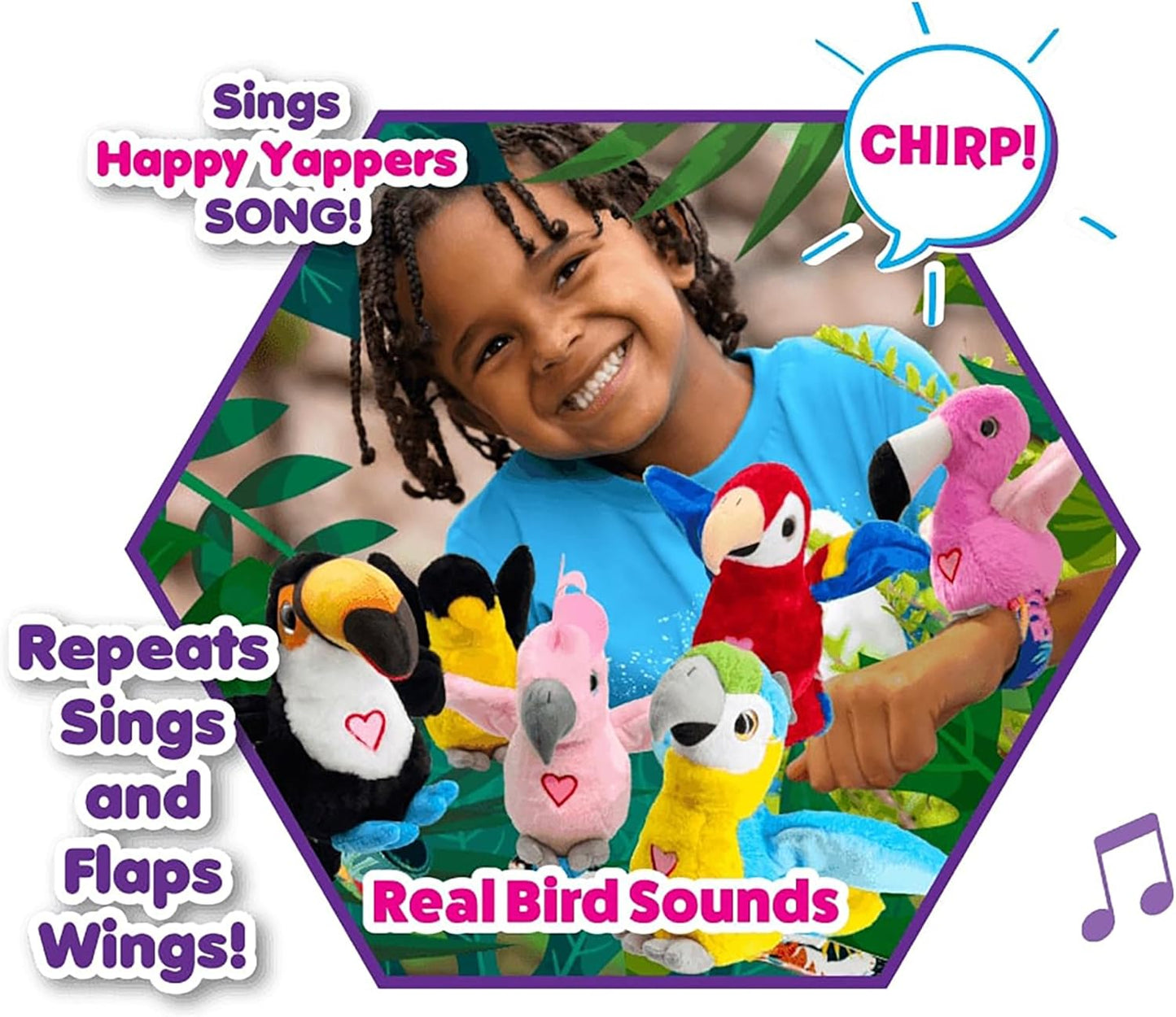 New Slap Bracelet Interactive Plush Birds 2 - Pack Cockatoo & Blue Parrot - Kidsy