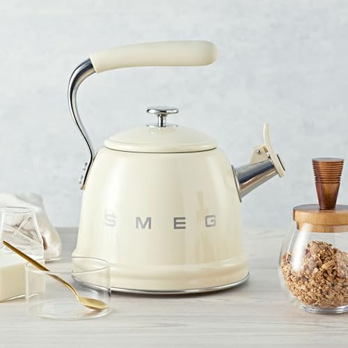 New SMEG Retro Stovetop Whistling Kettle – 2.4Q (Cream) - Kidsy