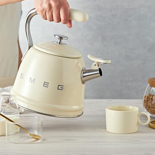 New SMEG Retro Stovetop Whistling Kettle – 2.4Q (Cream) - Kidsy