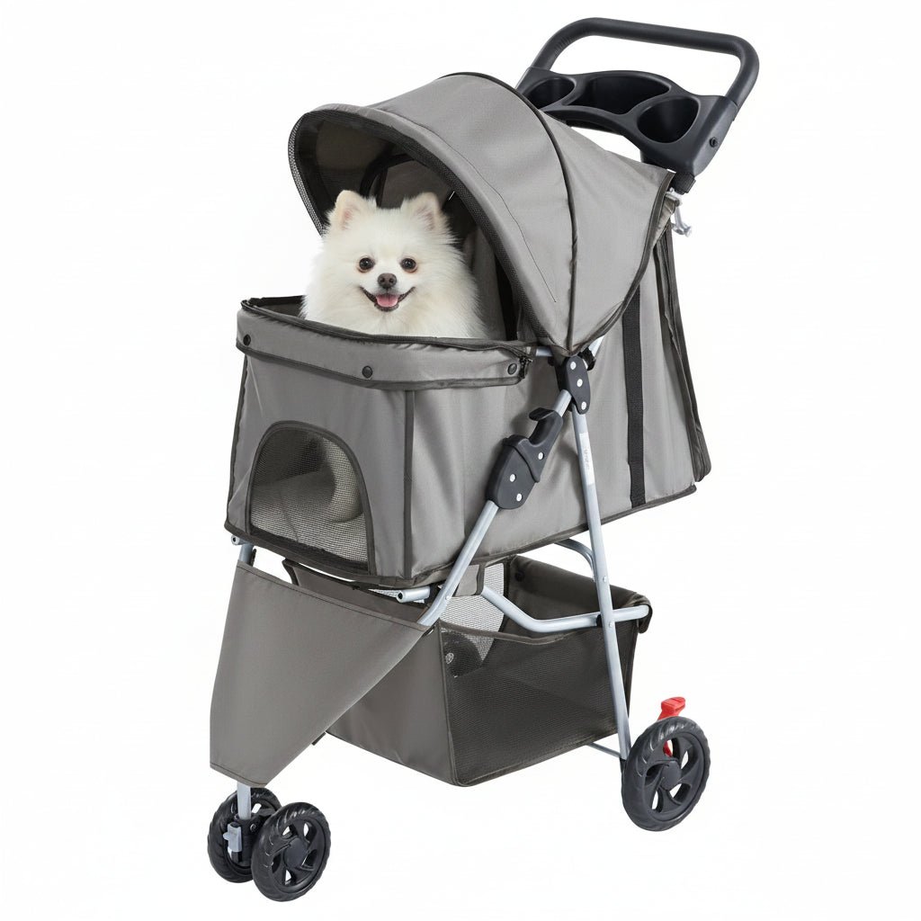 New Smug 3 Wheels Pet Stroller (Grey) - Kidsy